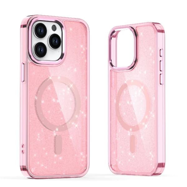 Mobiilikotelo iPhone 16 Magsafe Glitter - Vaaleanpunainen