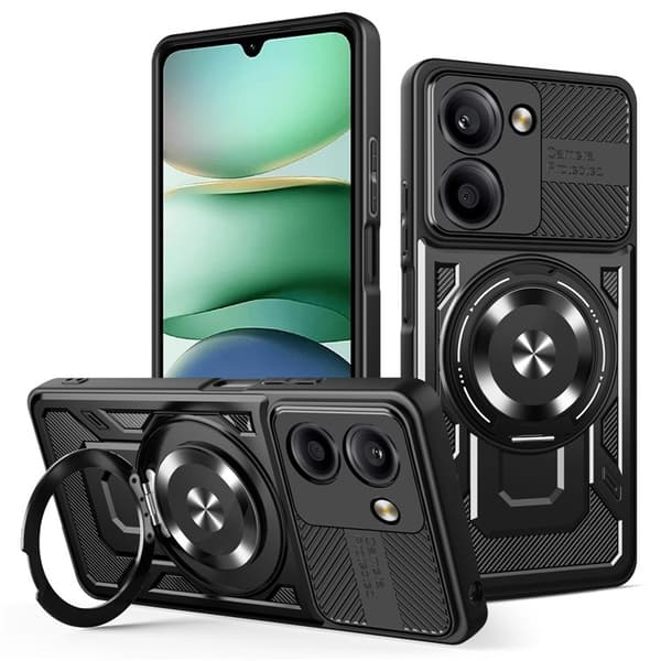 Xiaomi Redmi A5 4G Armor Hybrid Magnetisk Ring Cover - Sort Sort