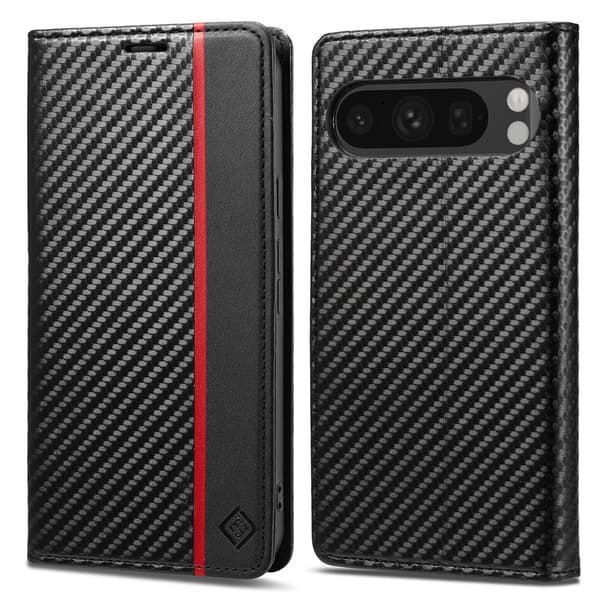 Google Pixel 10 Pro LC.IMEEKE Plånboksfodral i Kolfiber - Svart