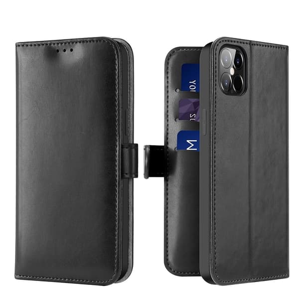 Dux Ducis Nahkalompakkokotelo iPhone 12 Pro Max - Musta Musta