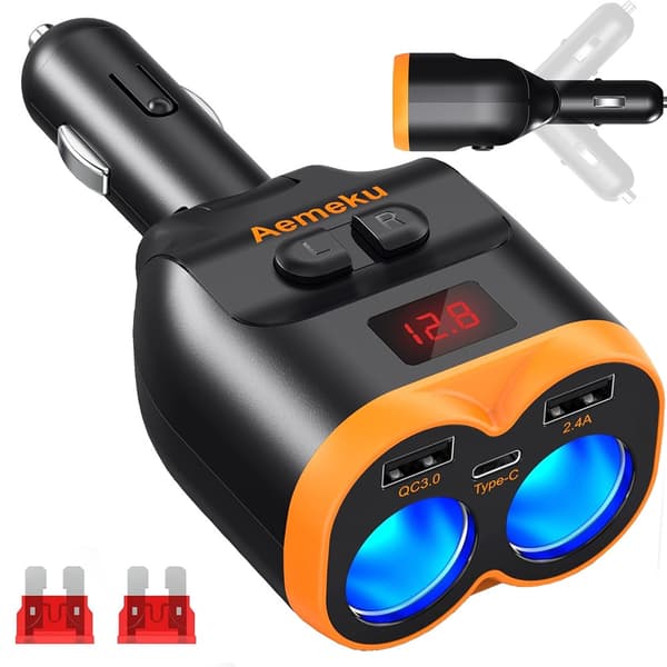 Sigarettuttak Splitter 12-24v - USB-C