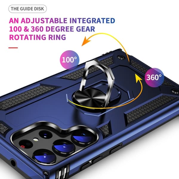 Samsung Galaxy S23 Ultra Skyddsfodral Ring Armor Blandad Blå