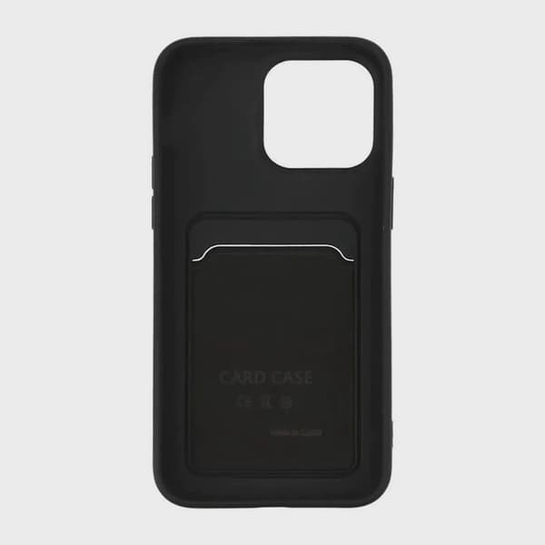 Silikone mobilcover med kortholder til iPhone 15 Pro Max - Sort
