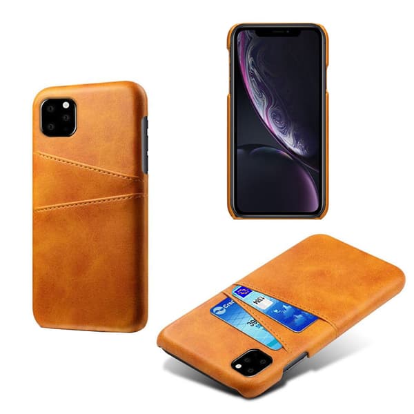 Iphone 11 Pro Max beskyttelsesetui læderkort Visa Amex - Sort iPhone 11 Pro Max