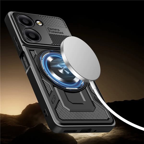 Xiaomi Redmi A5 4G Armor Hybrid Magnetisk Ring Cover - Sort Sort