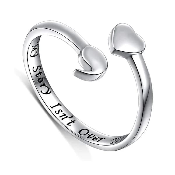 Min berättelse är inte slut än Sterling Silver Semikolonring Detta också S