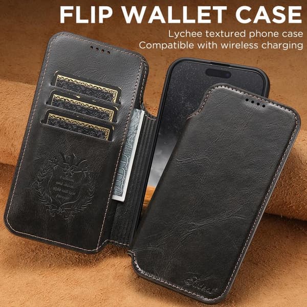 iPhone 17 Cover - læder med magnetisk MagSafe Sort