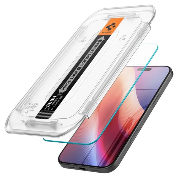 Spigen iPhone 17 / 17 Pro / 16 Pro 2-pack GLAS.tR “Ez Fit” -näytönsuoja