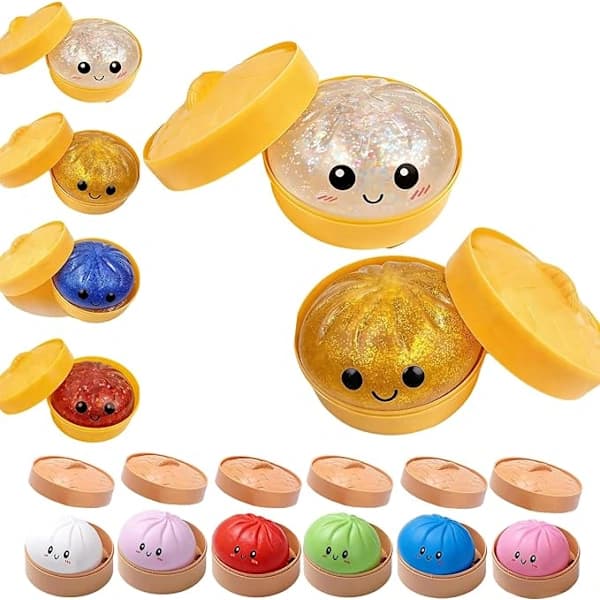 Glitterboll, Glitterboll Squishy med låda, Sensorisk klämleksak för stresslindring Vit+Guld