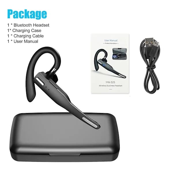 Trucker Trådløst Bluetooth 5.1 Headset Dobbelt Mikrofon Øreprop Støjreducerende (Sort)