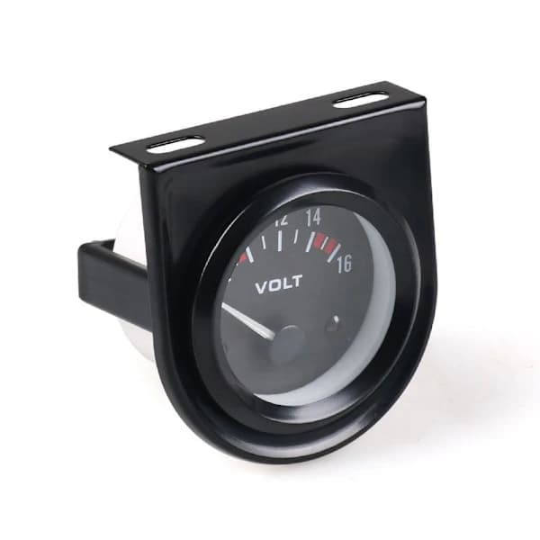 Universal analog 12V 2-tommer 52mm voltmeter, auto-område 8-16V, sort LED-indikator.