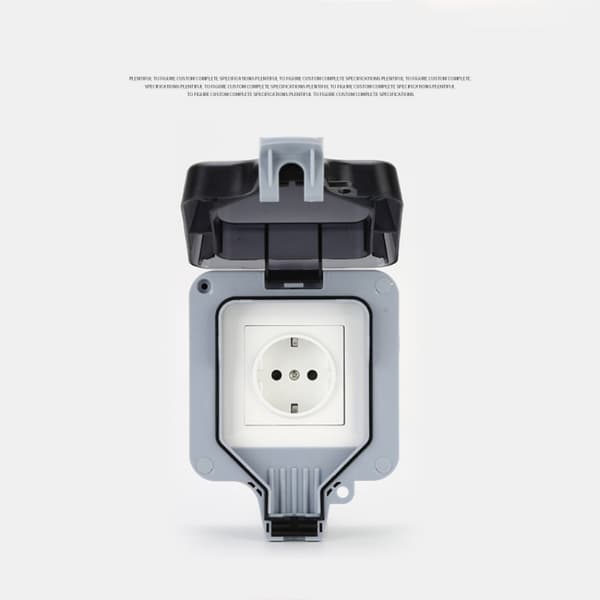 Ulkoseinäpistorasia kannella IP66 Pistorasia 16A 250V Harmaa Harmaa