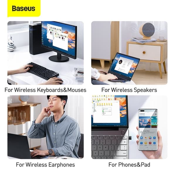 Baseus BA04 Bluetooth 5.1 USB-sovitin – Langaton yhteys jopa 20 m, musta