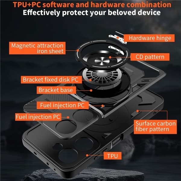 Xiaomi Redmi A5 4G Armor Hybrid Magnetisk Ring Cover - Sort Sort