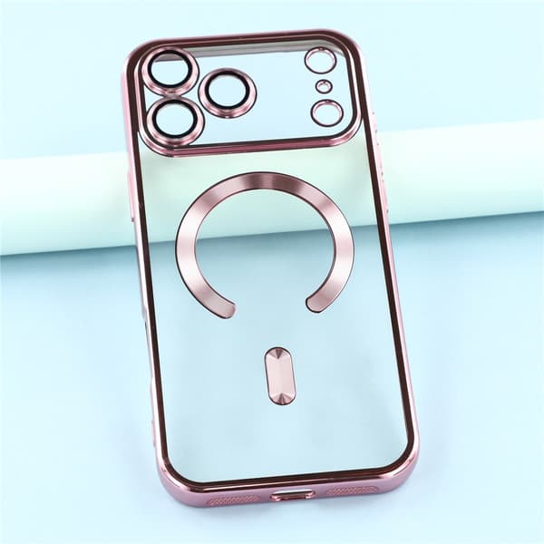 iPhone 17 Pro-deksel MagSafe galvanisert TPU rosa