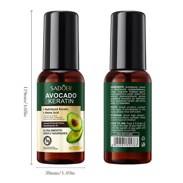 Avokadoolja Keratin Glänsande Närande Hårolja 60ml