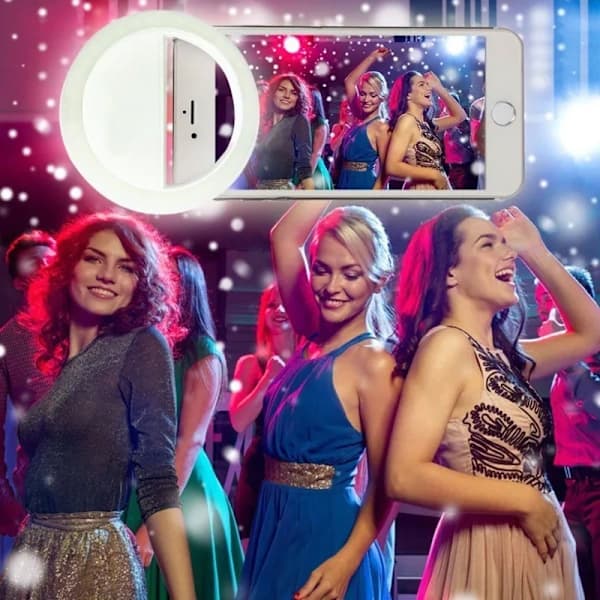 Smartphone Clip-on Selfie Lys LED Ringlys Hvid