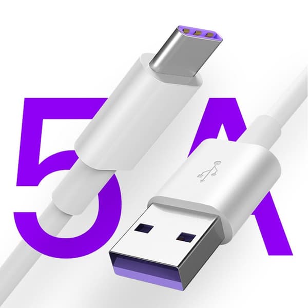 5A pikalatauskaapeli USB-C Type-C -kaapeli valkoinen