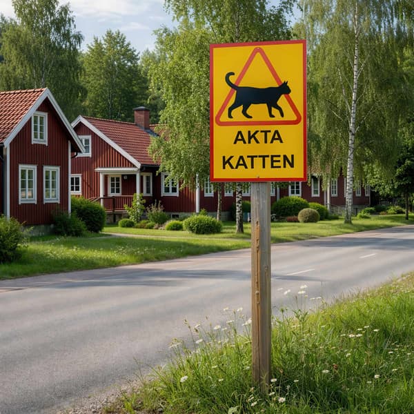 Kattskylt / Varningsskylt Katt - Skylt - Välj Storlek A4 - AKTA KATTEN