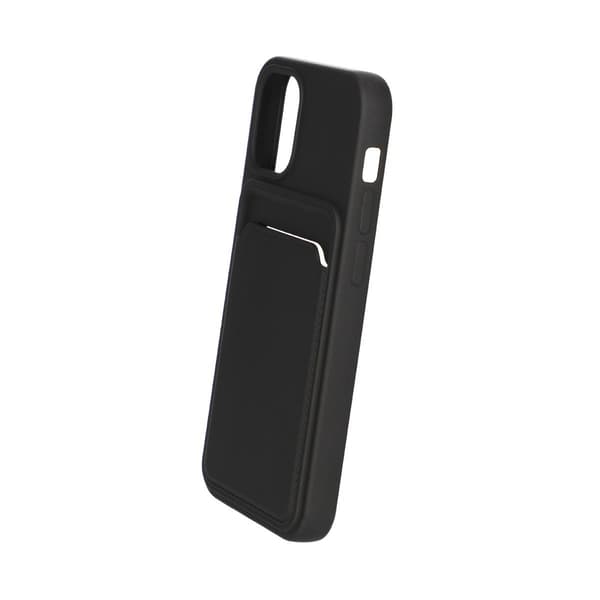 iPhone 12 Mini Silikone Cover med Kortholder - Sort Sort
