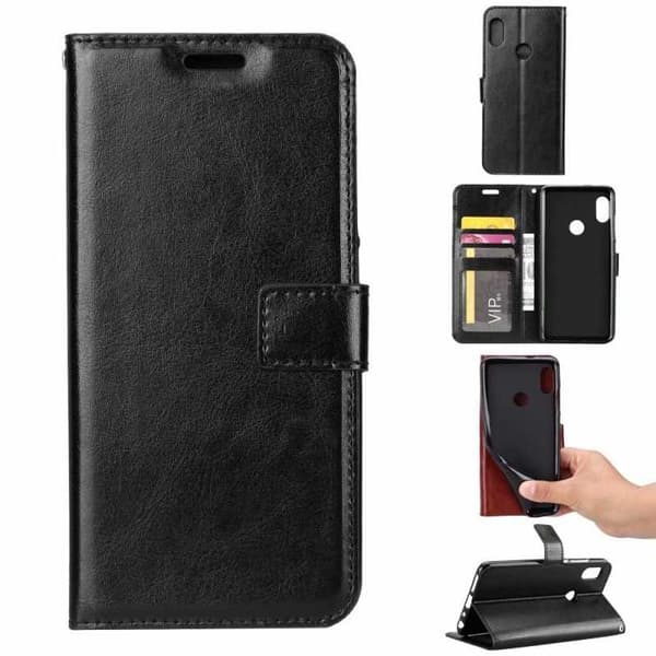 Xiaomi Redmi Note 7 Pung Etui PU Læder 4-RUM Sort