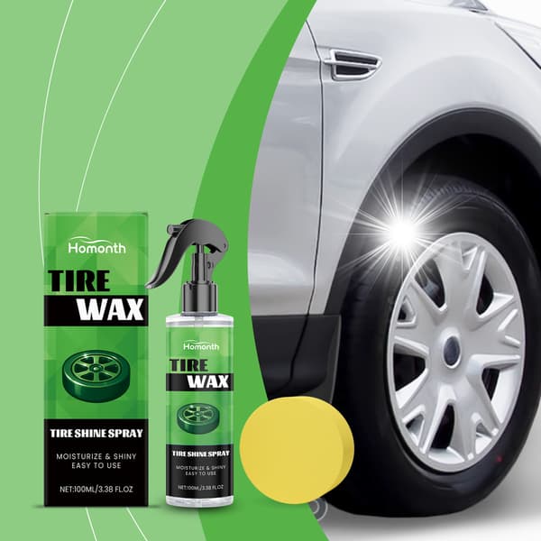 Hjulglans Spray Kit til Bildæk: Rengøring, Støvfjernelse, Polering og Sortfarvningsbehandling