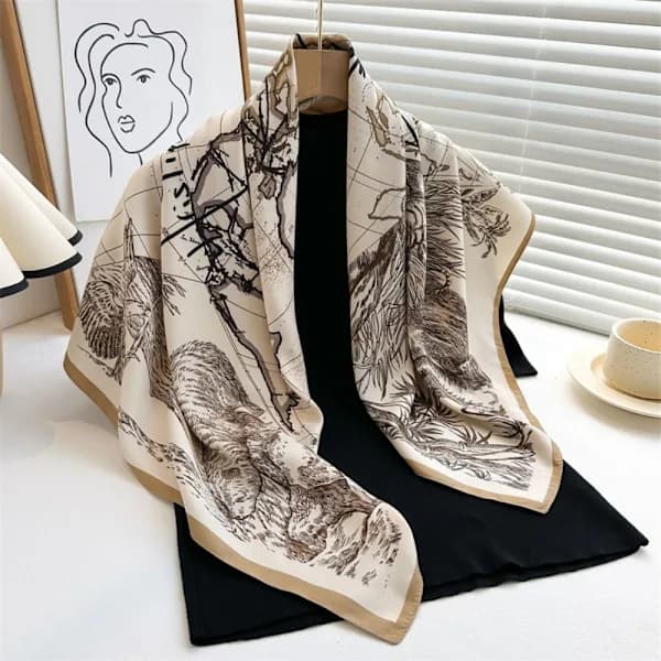 Strandsjal 90x90cm Sidenscarf 4 4