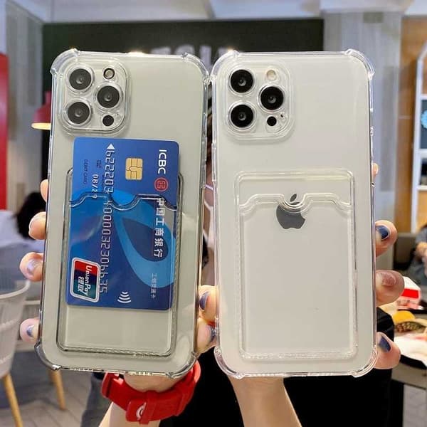 Stødsikkert etui med kortpladser, forstærkede hjørner iPhone 12 Pro Transparent