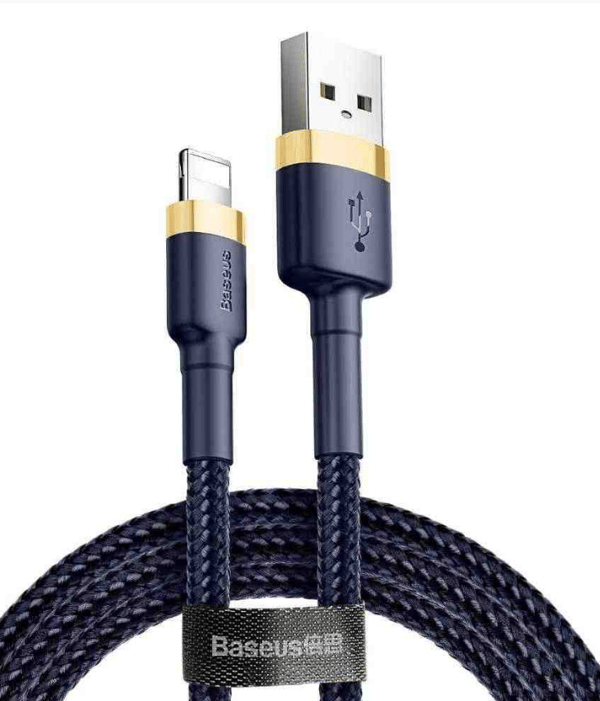 2 stk 2 m Baseus kabel iPhone blå med guld