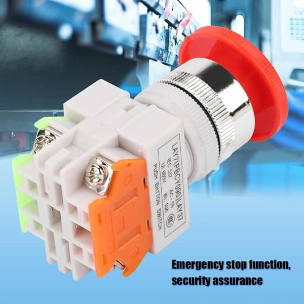 5A 220V 22mm Nødbryter med rød sopphette NO/NC