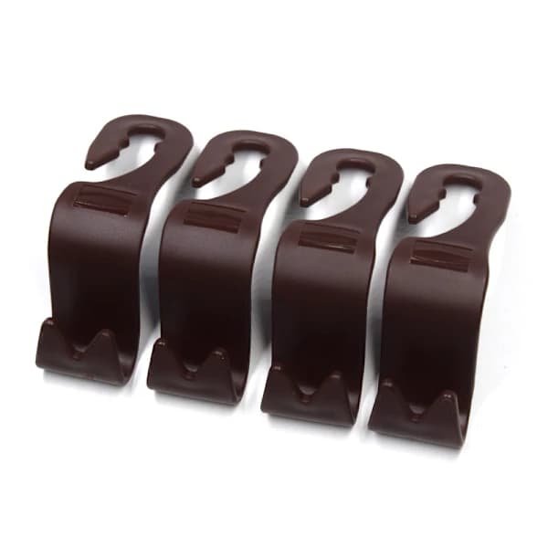 Bilförvaringskrokar, baksäteskrokar, handväskhållare, 4-pack, brun -PHWJ