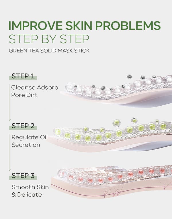 Grøn te solid maskestift 40g, fugtgivende og hydrerende mudder maske.