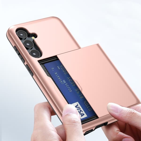 Samsung S25+ Armor -korttipidikekotelo - ruusukulta