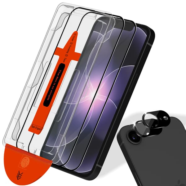 iPhone 17e Skärmskydd (2-pack) + Linsskydd (2-pack) - Härdat Glas | [Auto Install] - Inga Bubblor