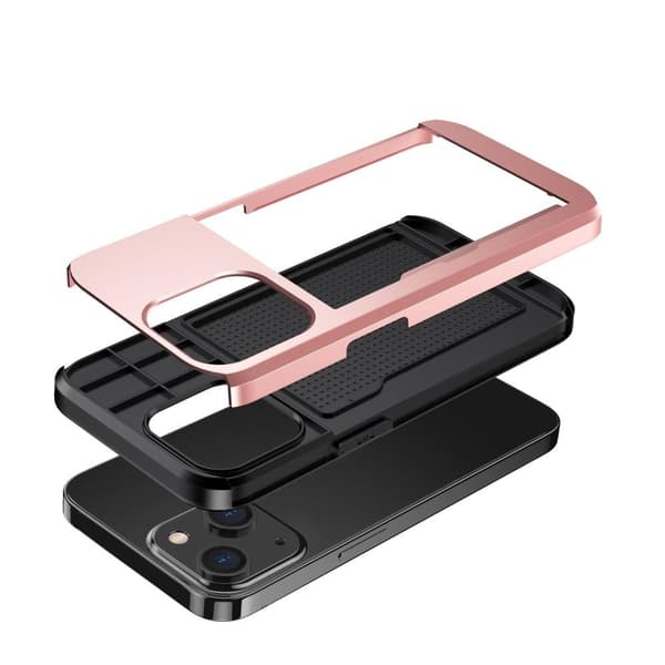 iPhone 14 Armor Fodral Kortfack - Roséguld Roséguld