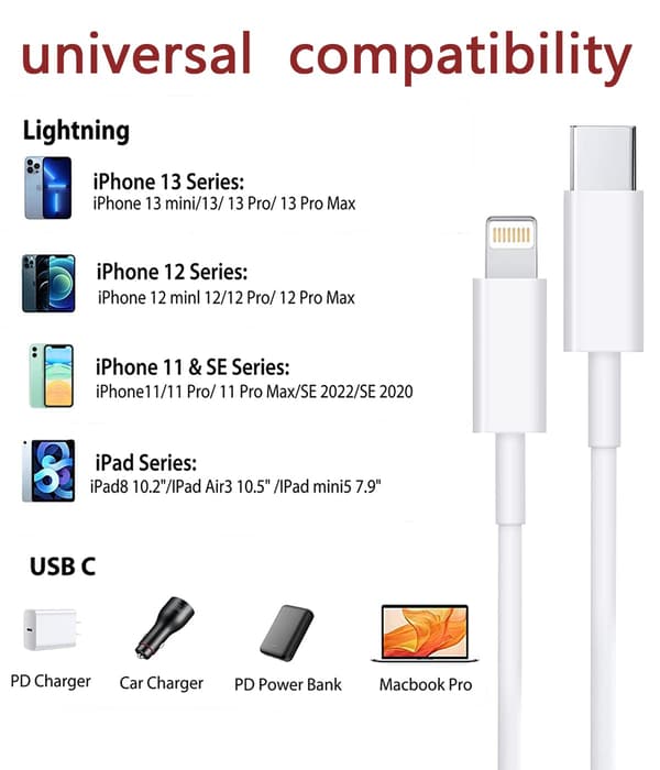 iPhone opladerkabel 3-pak 1M hurtigoplader til iPhone 12,13,14