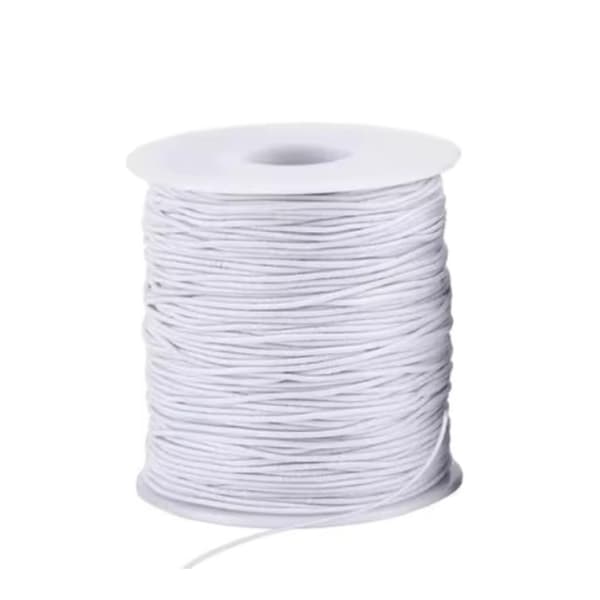 Hvid Nylonbeklædt Elastisk Tråd – 50 meter, 0,6 mm til Smykker og