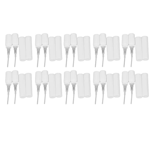 20 mini sprayflaskor, 5 ml vardera, vitt ABS-material, finfördelad design, påfyllningsbara, tomma sprayflaskor, lämpliga för parfymer.