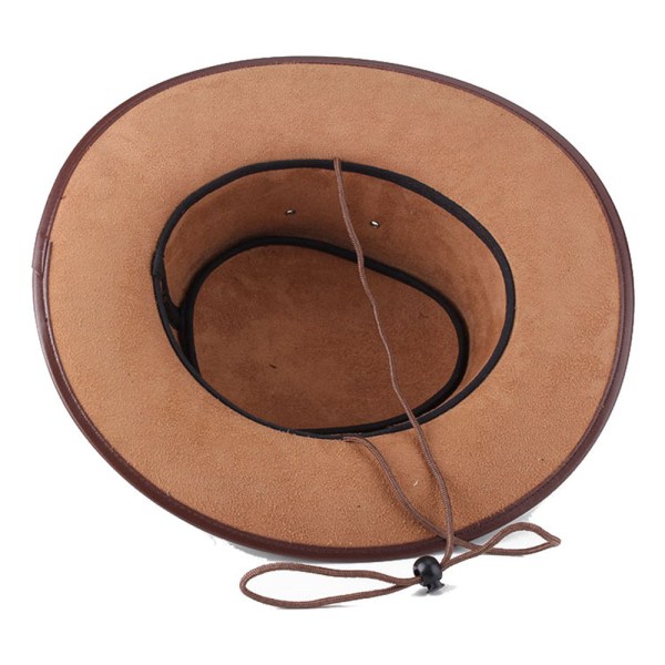 Svart Jungle Bulle Läderhatt, Westernhatt, Australisk Hatt, Cowboyhatt