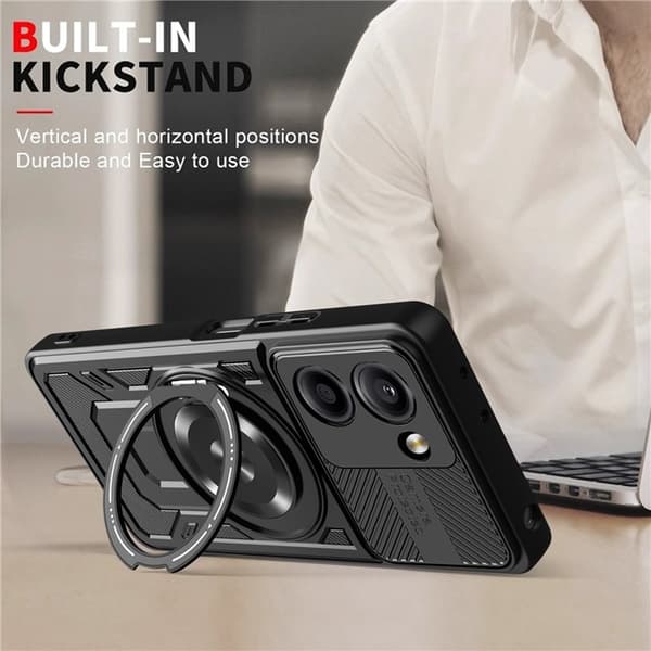 Xiaomi Redmi A5 4G Armor Hybrid Magnetisk Ring Cover - Sort Sort