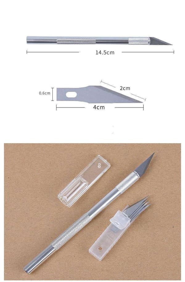 Hobbykniv/skalpel - 5 blade - Sæt - DIY sølv