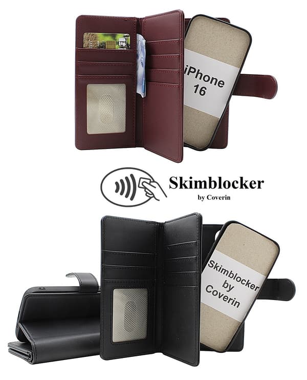 Skimblocker iPhone 16 XL Magnetisk Pung Etui (Sort)
