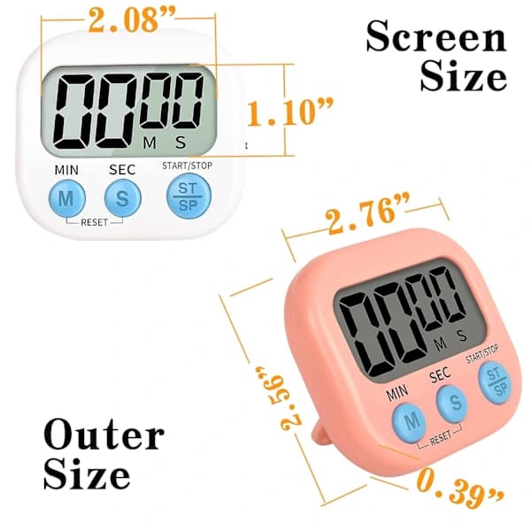 Mitlker Timer för barn, digital kökstimer, magnetisk baksida, högt ljud, stativ för matlagning, klassrum, badrum, lärare, barn