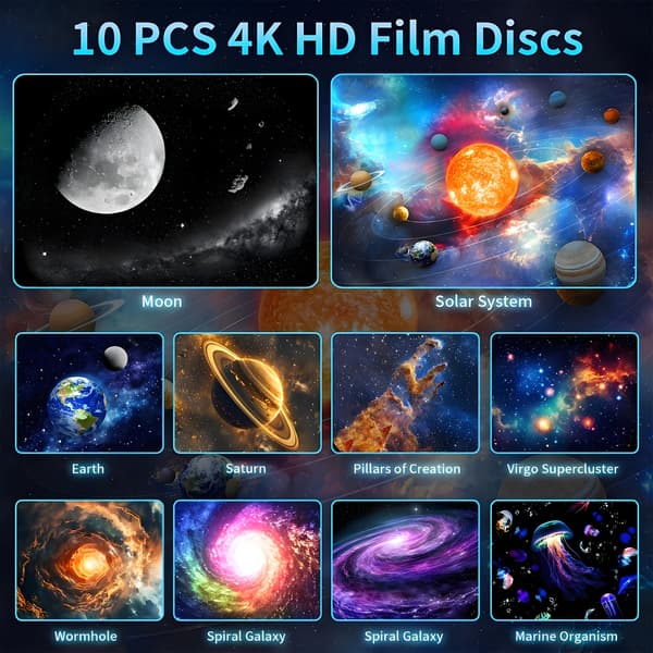 4K Galaxy Projektor — 360° Stjernehimmel Stemningsbelysning til Børn og Voksne sort