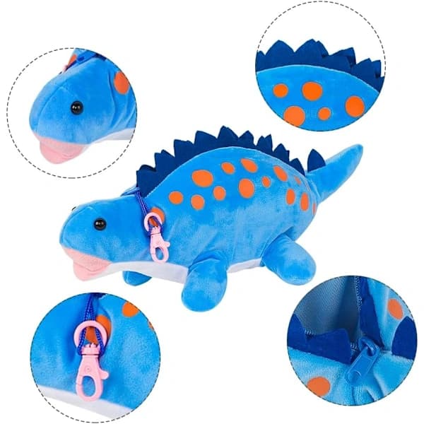 Pennal Dinosaur Barn 3D Glidelås Skrivesaker Organizer Blå
