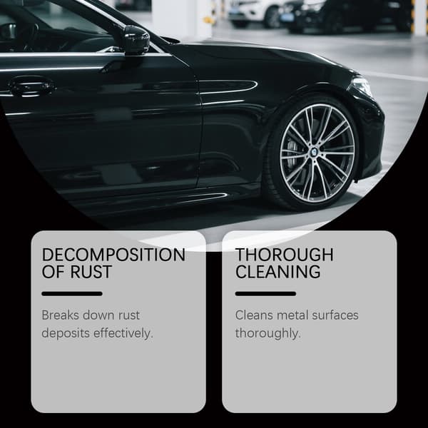 Rustfjernelsesspray til metal, rustfjernelse, pletfjernelse, polering og rustrensning og pleje af bildele.
