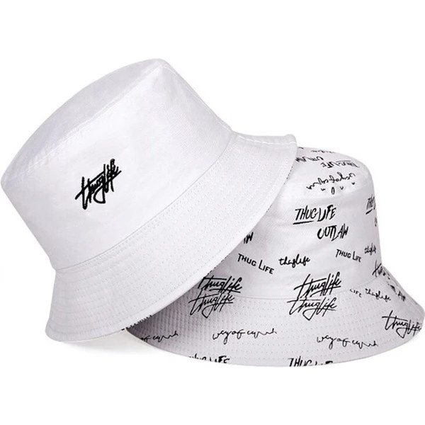 Vendbar solhatt - Thug Life - Hvit