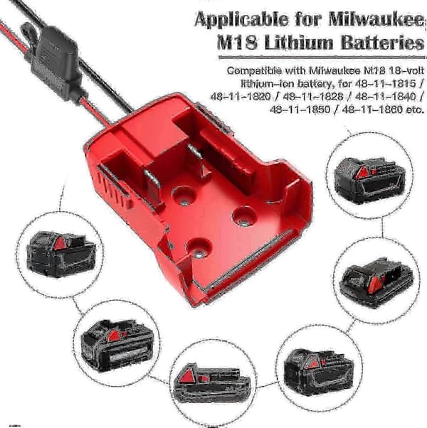 Milwaukee M18 Batteri 18V Strömomvandlaradapter med säkringar och terminaler 2-pack