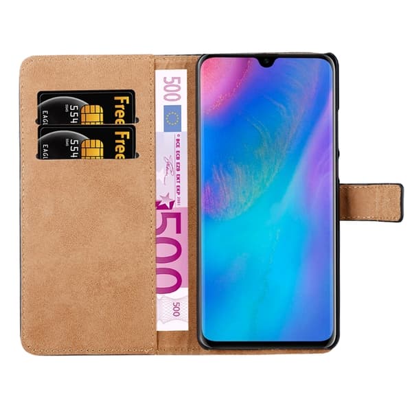 Huawei P30 Pro - Ægte Lædercover - Vælg Farve! Sort Sort