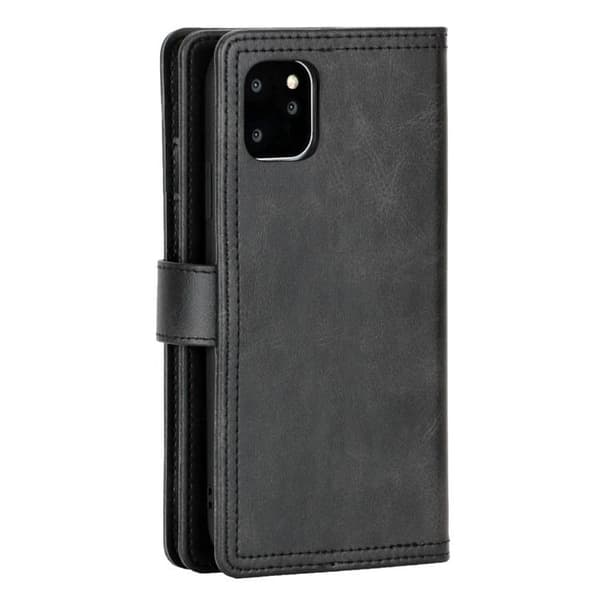 iPhone 14 Plus Pung Etui Ægte Læder Flip - Sort Sort